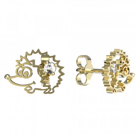 BeKid, Gold kids earrings -1201 - Switching on: Puzeta, Metal: Yellow gold 585, Stone: White cubic zircon