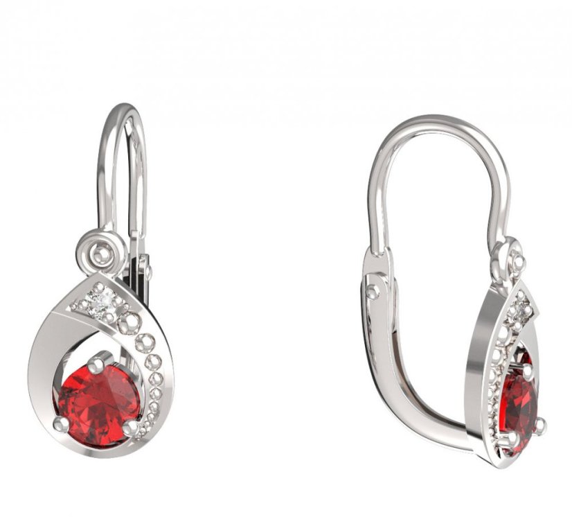 BeKid dětské náušnice 1242 Bílé zlato - 585 Červený kubický zirkon