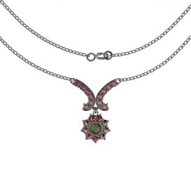 BG náhrdelník přírodní granát  267 Stříbro 925 - ruthenium (30-90dní) Vltavín a  kubický zirkon