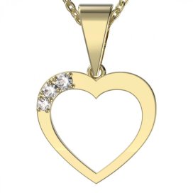 BG zlatý diamantový přívěšek srdíčko 1556 Žluté zlato - 585 Diamant lab-grown