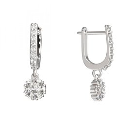 BG zlaté náušnice kytička 774 Bílé zlato - 585 Diamant