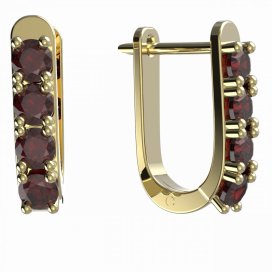 BG náušnice s českým granátem  96 Žluté zlato - 585 Granát