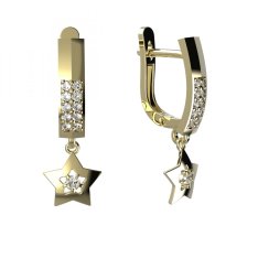 BG zlaté náušnice hvězdička 824 Žluté zlato - 585 Diamant