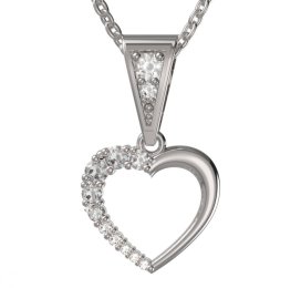 BG zlatý diamantový přívěšek srdíčko 1255 Bílé zlato - 585 Diamant lab-grown