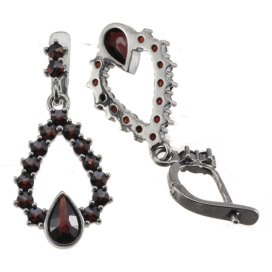 BG náušnice vsazený přírodní granát 734 Žluté zlato - 585 Granát