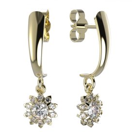 BG zlaté diamantové náušnice 987 Žluté zlato - 585 Diamant lab-grown