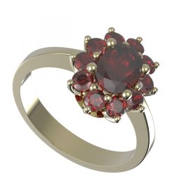 BG prsten oválný 756-I Žluté zlato - 585 Granát