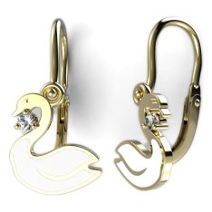BeKid dětské zlaté náušnice 1278 -  Labuť Žluté zlato - 585 Diamant