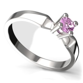 BG zlatý prstýnek 768 Bílé zlato - 585 Růžový kubický zirkon
