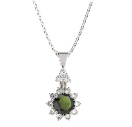 BG přívěs kruhováho tvaru 511-87 Stříbro 925 - rhodium Vltavín a  kubický zirkon