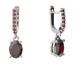 BG náušnice přírodní granát  712-84 Stříbro 925 - rhodium Granát