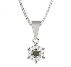 BG přívěšek 002 Stříbro 925 - rhodium Vltavín a  kubický zirkon