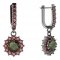 BG circular earring 098-94 - Metal: Silver 925 - ruthenium, Stone: Moldavit and garnet