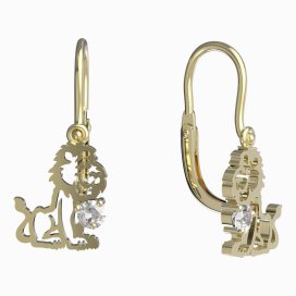 BeKid dětské náušnice lev 1191 Bílé zlato - 585 Diamant