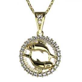 BG zlatý přívěšek Ryby 045 Žluté zlato - 585 Bílý kubický zirkon