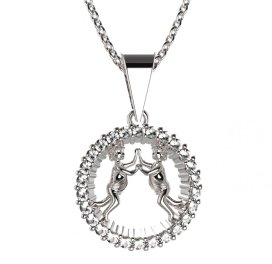 BG zlatý diamantový přívěšek Blíženci 045 Bílé zlato - 585 Diamant lab-grown