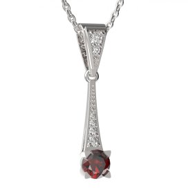 Zlatý přívěsek s českým granátem a diamantem, bílé zlato 585 – 985
