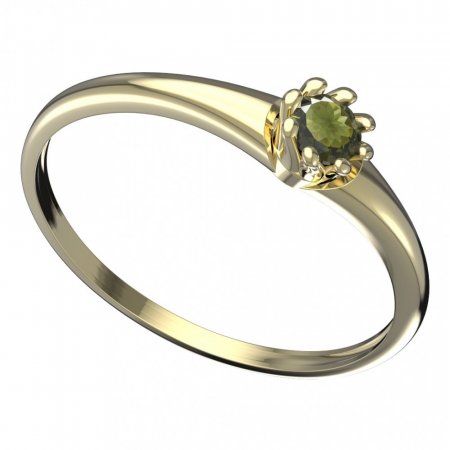 BG vltavínový prsten 554I - Kov: Žluté zlato 585, Kámen: Vltavín