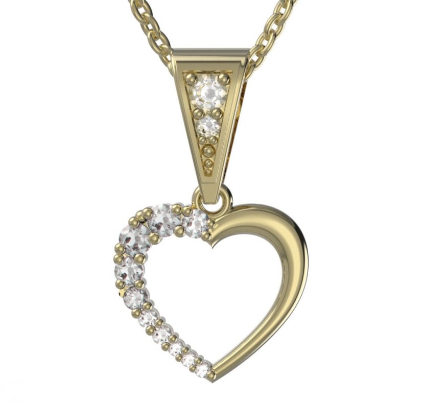 BG zlatý diamantový přívěšek srdíčko 1255 Žluté zlato - 585 Diamant lab-grown