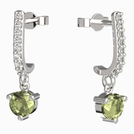 BG zlaté náušnice 783 Bílé zlato - 585 Zelený kubický zirkon