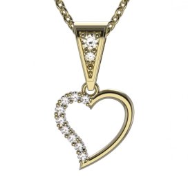 BG zlatý diamantový přívěšek srdíčko 1250 Žluté zlato - 585 Diamant lab-grown