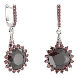 BG náušnice kruhováho tvaru 512-G91 Stříbro 925 - rhodium Granát