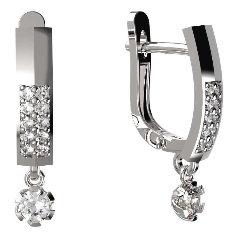 BG zlaté náušnice s diamanty 869 Bílé zlato - 585 Diamant lab-grown