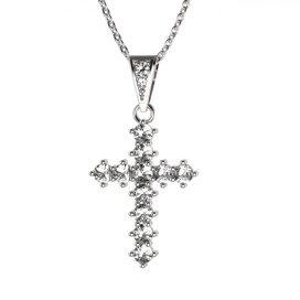 BG zlatý diamantový přívěšek křížek 258 Bílé zlato - 585 Diamant lab-grown