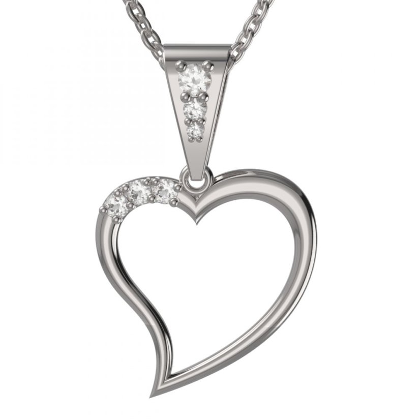 BG zlatý přívěšek srdíčko 1266 Bílé zlato - 585 Diamant