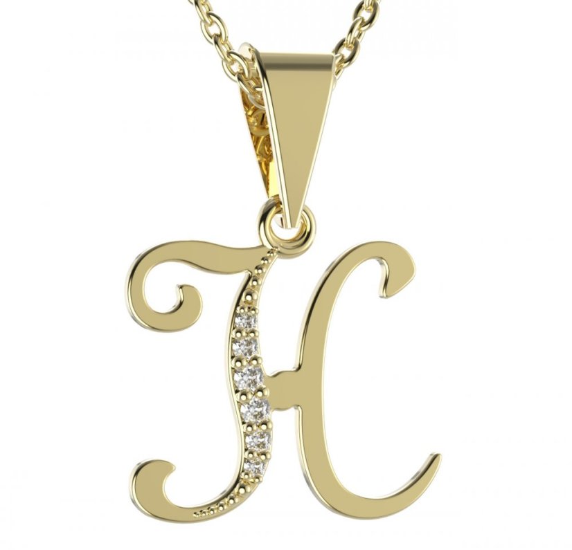 BG zlatý přívěsek písmenko H - 1217 Žluté zlato - 585 Diamant