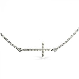 BeKid dětský přívěšek křížek 1165 s řetízkem Bílé zlato - 585 Bílý kubický zirkon