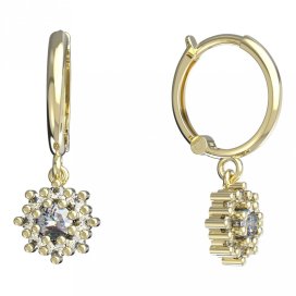 BeKid dětské náušnice kytička 319 Žluté zlato - 585 Diamant