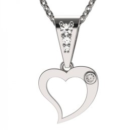 BG zlatý diamantový přívěšek srdíčko 1269 Bílé zlato - 585 Diamant lab-grown