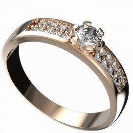 BG zlatý diamantový prstýnek 556 F Růžové zlato 585 (30-90dní) Diamant lab-grown