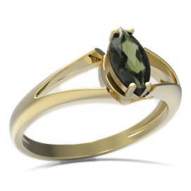 BG prsten oválný kámen 483-V Žluté zlato - 585 Vltavín