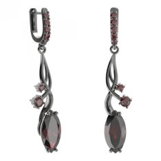 BG náušnice s centrálním oválným kamenem 481-P93 Stříbro 925 - ruthenium (30-90dní) Granát
