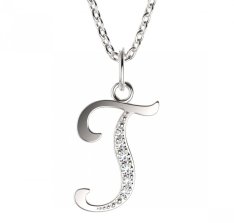 BeKid dětský zlatý přívěsek písmenko T - 1228 Bílé zlato - 585 Diamant