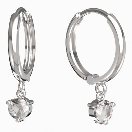 BeKid, Gold kids earrings -782 - Switching on: Circles 15 mm, Metal: White gold 585, Stone: Diamond