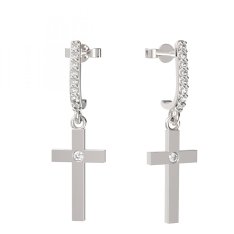 BG zlaté  náušnice křížek 1103 Bílé zlato - 585 Diamant
