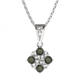 BG přívěšek 317 Stříbro 925 - rhodium Vltavín a  kubický zirkon