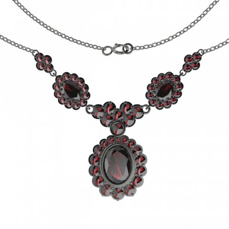 BG náhrdelník 515 - Kov: Stříbro 925 - rhodium, Kámen: Granát