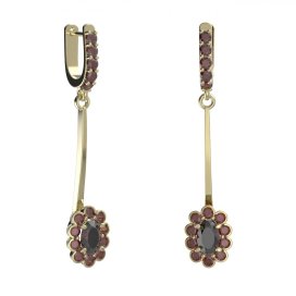 BG náušnice s centrálním oválným kamenem 517-A93 Stříbro 925 - pozlacené Granát