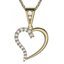 BG zlatý diamantový přívěšek srdíčko 1258 Žluté zlato - 585 Diamant lab-grown