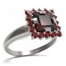 BG prsten s čtvercovým kamenem 499-I - Kov: Stříbro 925 - rhodium, Kámen: Granát