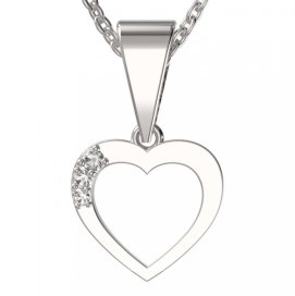 BG zlatý diamantový přívěšek srdíčko 1256 Bílé zlato - 585 Diamant lab-grown