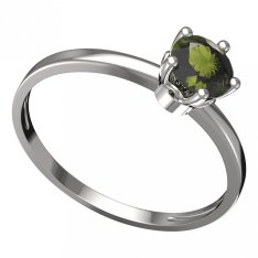 BG vltavínový prsten 875C Bílé zlato - 585 Vltavín