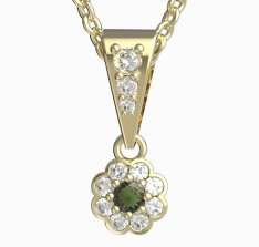 BG vltavín přívěšek 552 Žluté zlato - 585 Vltavín a diamant
