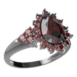 BG prsten s kapkovitým kamenem 505-U Stříbro 925 - ruthenium (30-90dní) Granát