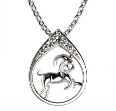 BG zlatý diamantový přívěšek Kozoroh 047 Bílé zlato - 585 Diamant lab-grown