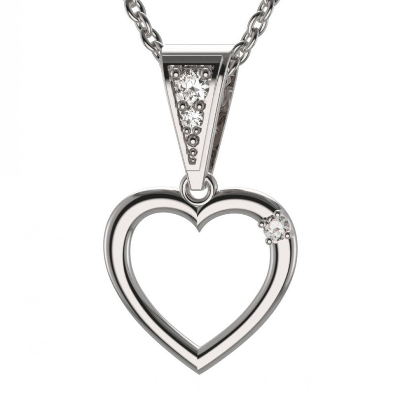 BG zlatý přívěšek srdíčko 1260 Bílé zlato - 585 Diamant